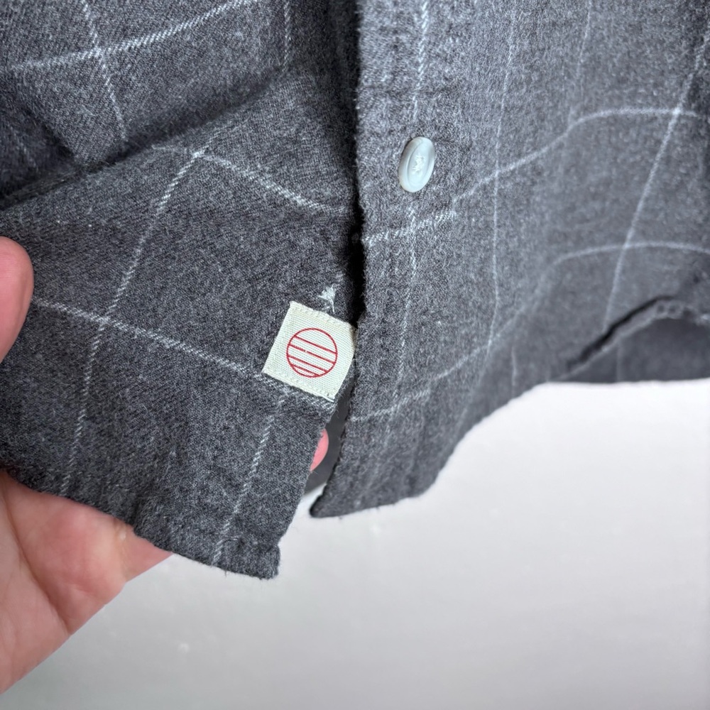 Marine Layer Gray Windowpane Flannel Button Down Shirt Size L - Picture 5 of 9